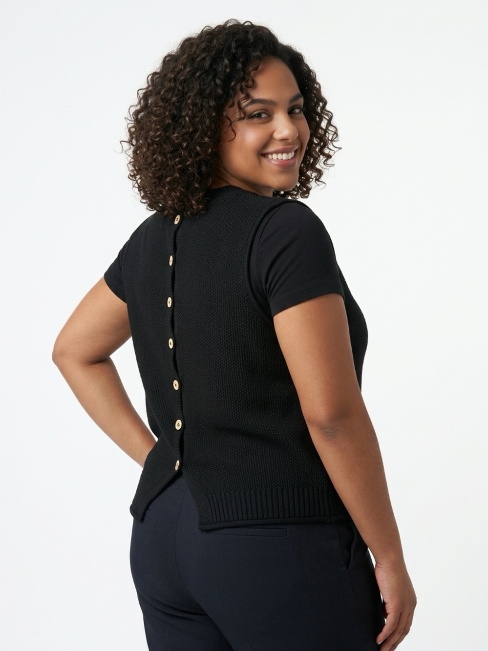 Back button sweater vest